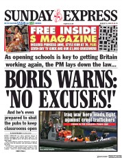 Daily Express Sunday (UK) Newspaper Front Page for 9 August 2020