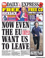 Daily Express Sunday (UK) Newspaper Front Page for 10 November 2012