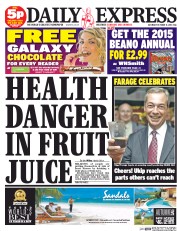 Daily Express Sunday (UK) Newspaper Front Page for 11 October 2014