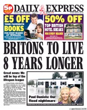 Daily Express Sunday Newspaper Front Page (UK) for 11 January 2014