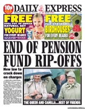 Daily Express Sunday (UK) Newspaper Front Page for 11 May 2013