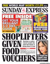 Daily Express Sunday (UK) Newspaper Front Page for 11 August 2013