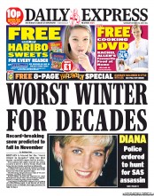 Daily Express Sunday (UK) Newspaper Front Page for 12 October 2013