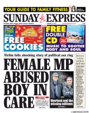 Daily Express Sunday (UK) Newspaper Front Page for 12 January 2014