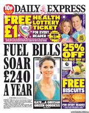 Daily Express Sunday (UK) Newspaper Front Page for 12 May 2012