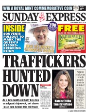 Daily Express Sunday (UK) Newspaper Front Page for 12 September 2015
