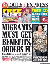 Daily Express Sunday (UK) Newspaper Front Page for 13 October 2012