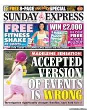 Daily Express Sunday (UK) Newspaper Front Page for 13 October 2013