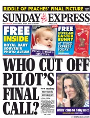 Daily Express Sunday (UK) Newspaper Front Page for 13 April 2014