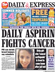 Daily Express Sunday Newspaper Front Page (UK) for 13 June 2015
