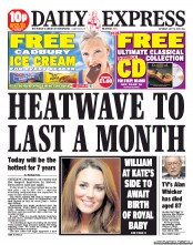 Daily Express Sunday (UK) Newspaper Front Page for 13 July 2013