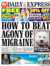 Daily Express Sunday (UK) Newspaper Front Page for 13 September 2014