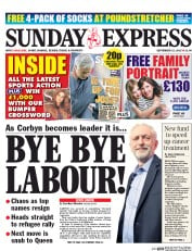 Daily Express Sunday Newspaper Front Page (UK) for 13 September 2015