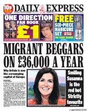 Daily Express Sunday (UK) Newspaper Front Page for 14 December 2013
