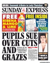 Daily Express Sunday Newspaper Front Page (UK) for 14 April 2013