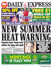 Daily Express Sunday (UK) Newspaper Front Page for 14 June 2014