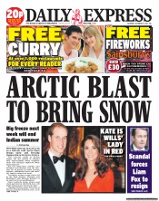 Daily Express Sunday (UK) Newspaper Front Page for 15 October 2011