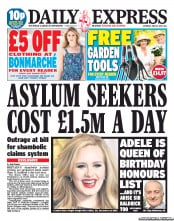 Daily Express Sunday (UK) Newspaper Front Page for 15 June 2013