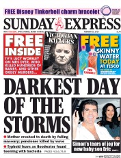 Daily Express Sunday Newspaper Front Page (UK) for 16 February 2014