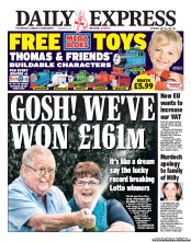 Daily Express Sunday Newspaper Front Page (UK) for 16 July 2011
