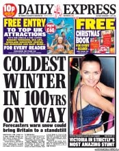 Daily Express Sunday Newspaper Front Page (UK) for 17 November 2012