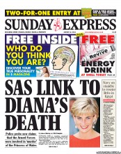 Daily Express Sunday (UK) Newspaper Front Page for 18 August 2013