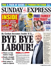 Daily Express Sunday Newspaper Front Page (UK) for 19 September 2015