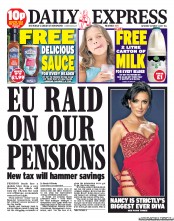 Daily Express Sunday Newspaper Front Page (UK) for 1 October 2011