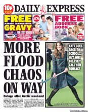 Daily Express Sunday Newspaper Front Page (UK) for 1 December 2012