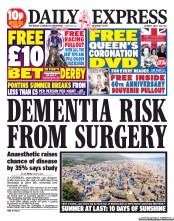 Daily Express Sunday (UK) Newspaper Front Page for 1 June 2013