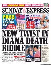 Daily Express Sunday Newspaper Front Page (UK) for 1 September 2013
