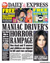 Daily Express Sunday Newspaper Front Page (UK) for 20 October 2012