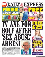 Daily Express Sunday Newspaper Front Page (UK) for 20 April 2013