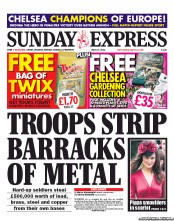 Daily Express Sunday (UK) Newspaper Front Page for 20 May 2012