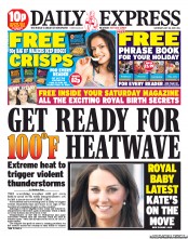 Daily Express Sunday (UK) Newspaper Front Page for 20 July 2013