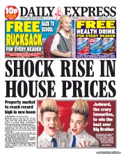 Daily Express Sunday (UK) Newspaper Front Page for 20 August 2011