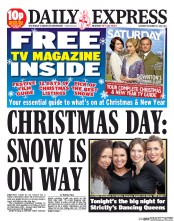 Daily Express Sunday (UK) Newspaper Front Page for 21 December 2013