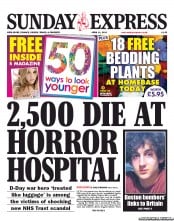 Daily Express Sunday (UK) Newspaper Front Page for 21 April 2013