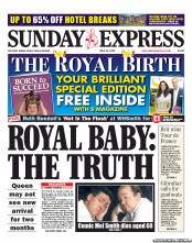 Daily Express Sunday (UK) Newspaper Front Page for 21 July 2013