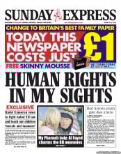 Daily Express Sunday Newspaper Front Page (UK) for 21 August 2011