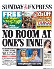 Daily Express Sunday (UK) Newspaper Front Page for 22 December 2013