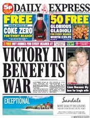 Daily Express Sunday Newspaper Front Page (UK) for 22 February 2014