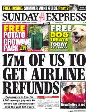 Daily Express Sunday (UK) Newspaper Front Page for 22 June 2014