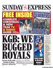 Daily Express Sunday Newspaper Front Page (UK) for 23 December 2012