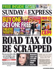 Daily Express Sunday (UK) Newspaper Front Page for 23 September 2012