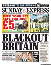 Daily Express Sunday (UK) Newspaper Front Page for 24 February 2013