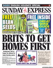 Daily Express Sunday (UK) Newspaper Front Page for 24 March 2013