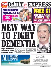 Daily Express Sunday (UK) Newspaper Front Page for 24 May 2014
