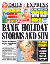 Daily Express Sunday Newspaper Front Page (UK) for 24 August 2013