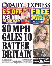 Daily Express Sunday (UK) Newspaper Front Page for 25 January 2014